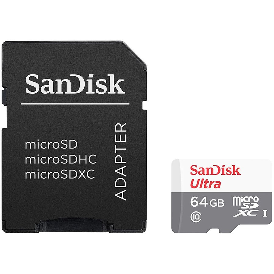 Atmiņas kartes SanDisk Ultra microSDXC 64GB + SD Adapter (GN3MA) - SDSQUNR-064G-GN3MA