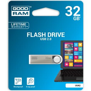 USB zibatmiņa GOODRAM 32GB UUN2 SILVER USB 2.0 - UUN2-0320S0R11
