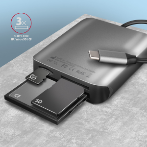 Clé USB Aluminum high-speed USB-C 3.2 Gen 1 memory card reader. 3 slots, UHS-II. - CRE-S3C - photo 3