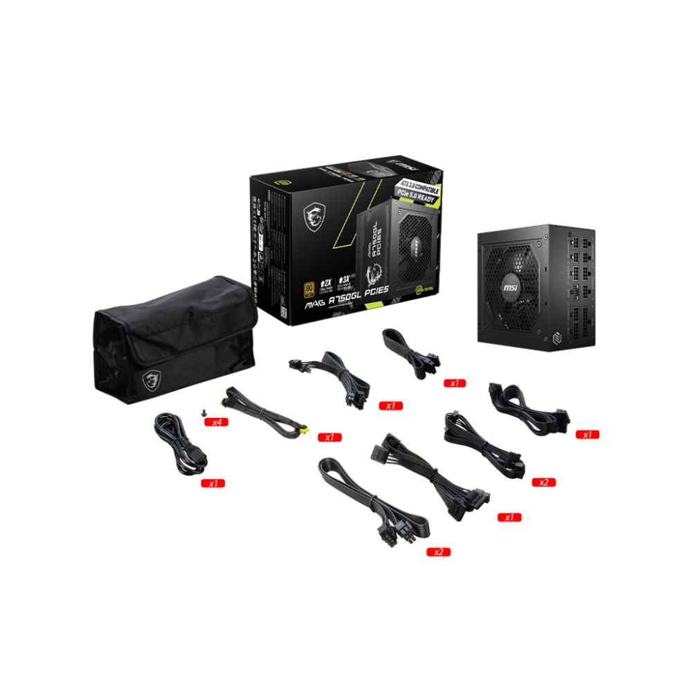 Barošanas bloks MSI MAG A750GL PCIE5 750 W (306-7ZP8B11-CE0) - foto 4