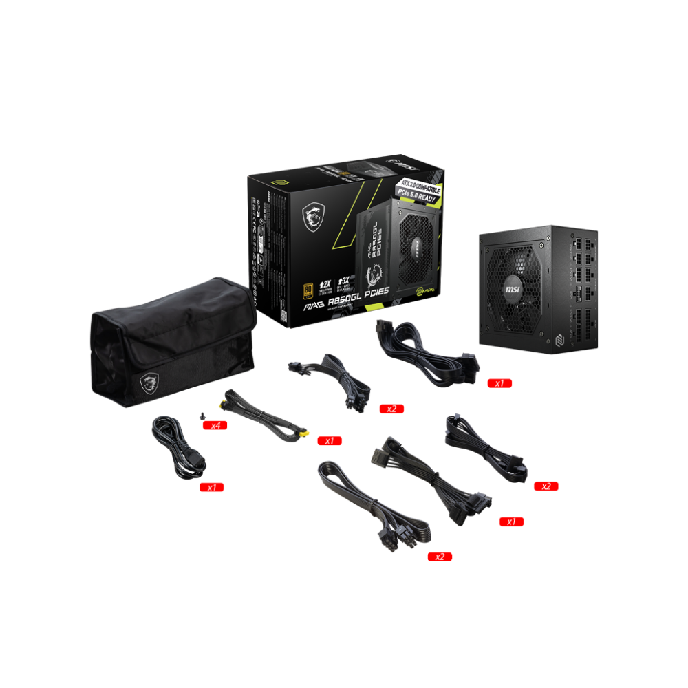 Barošanas bloks MSI MAG A850GL PCIE5 850 W (306-7ZP8A11-CE0) - foto 4
