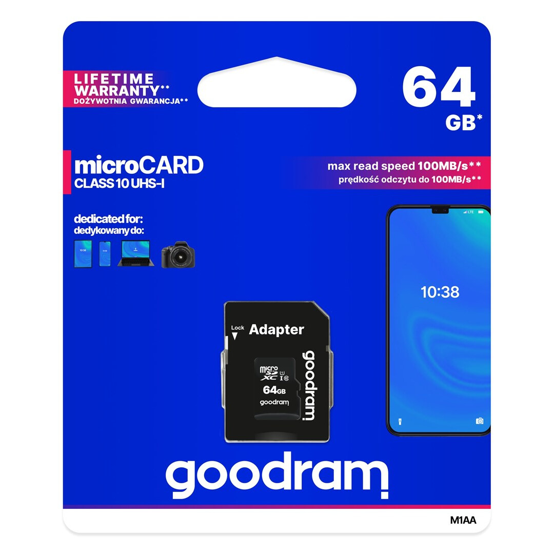 Atmiņas kartes Goodram 64 GB MicroSDXC (M1AA-0640R12) - foto 3