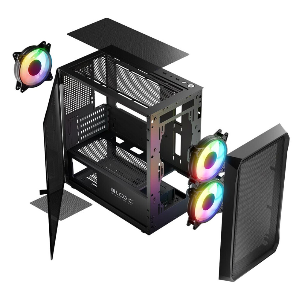 Datoru korpuss Logic PORTOS ARGB Mini Tower Black (AM-PORTOS-10-0000000-0002) - foto 15