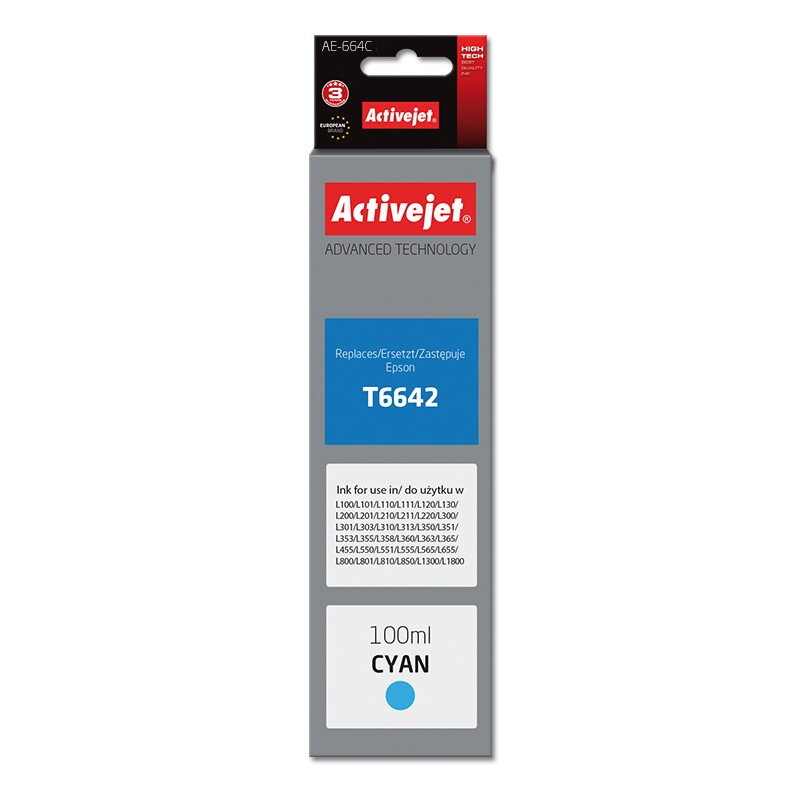 Activejet AE-664C Ink (replacement for Epson T6642; Supreme; 100 ml; cyan) (AE-664C)