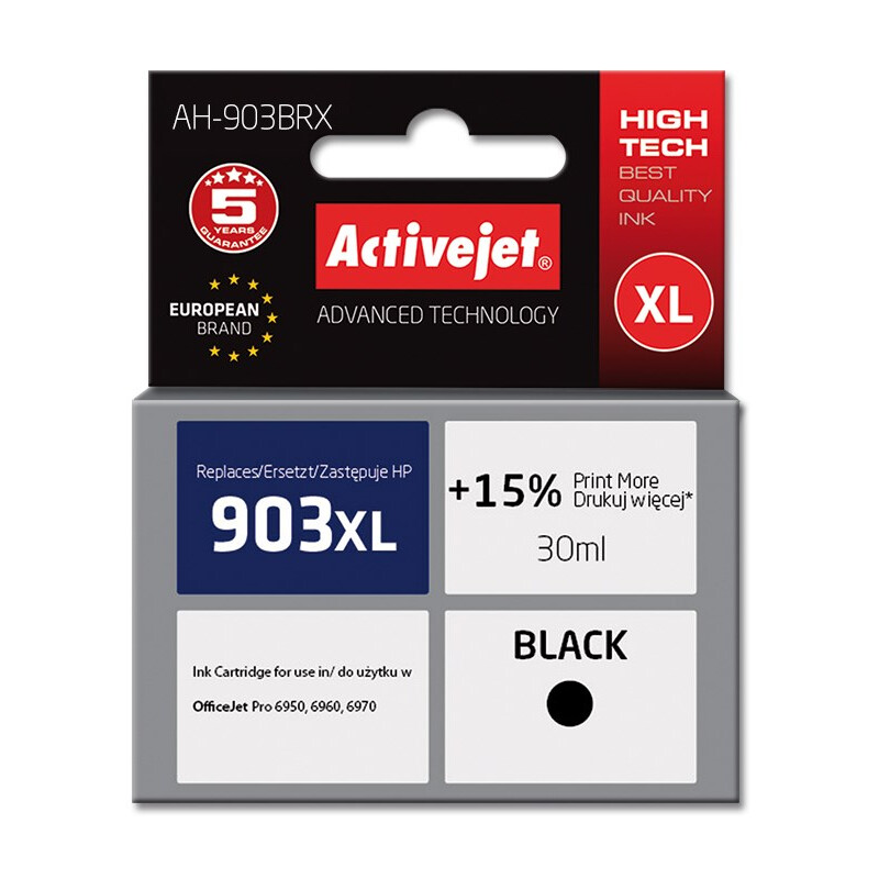 Activejet AH-903BRX ink (replacement for HP 903XL T6M15AE; Premium; 30 ml; black) (AH-903BRX)