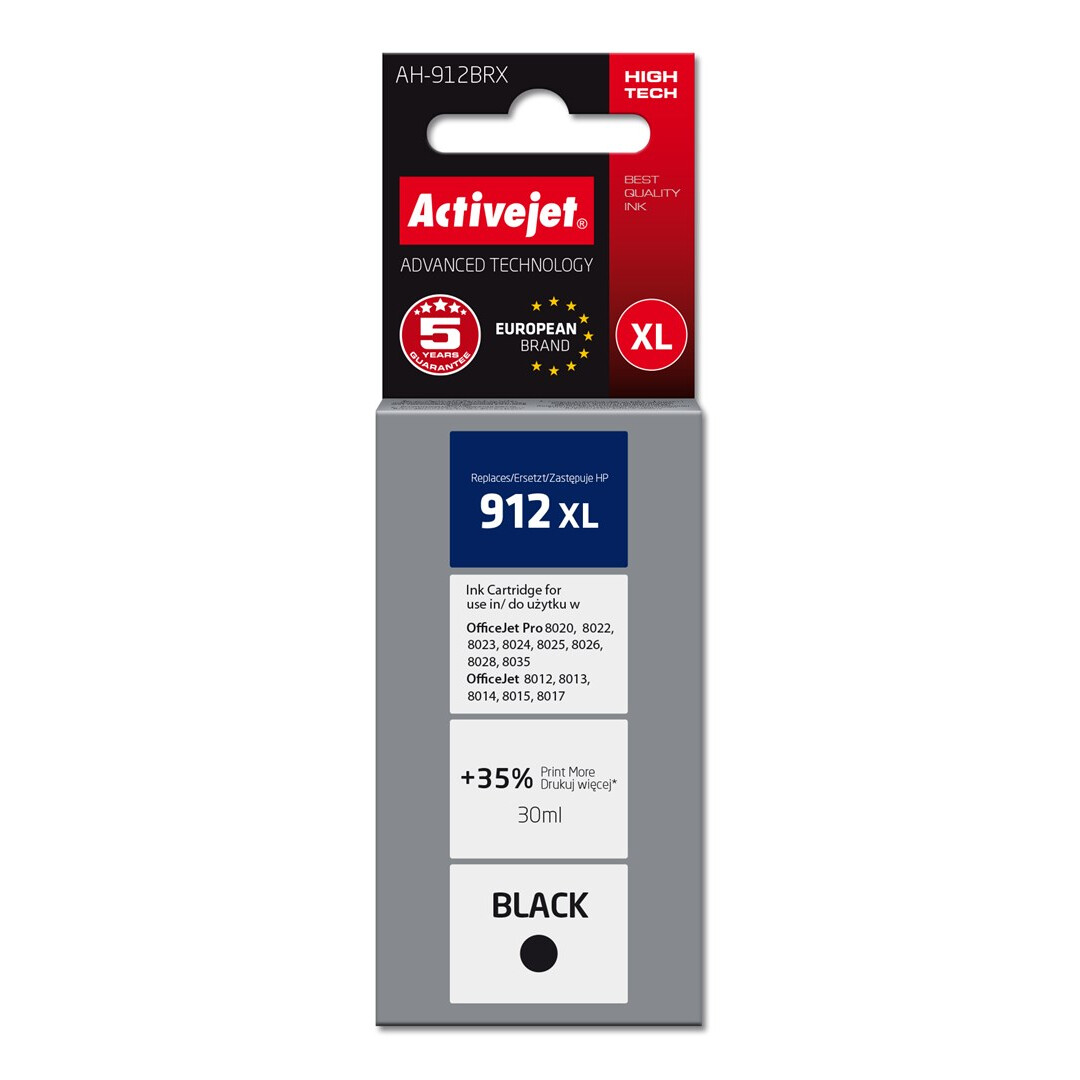 Cartouche Activejet AH-912BRX Ink (replacement for HP 912XL 3YL84AE; Premium; 1100 pages; 30 ml, black) (AH-912BRX)