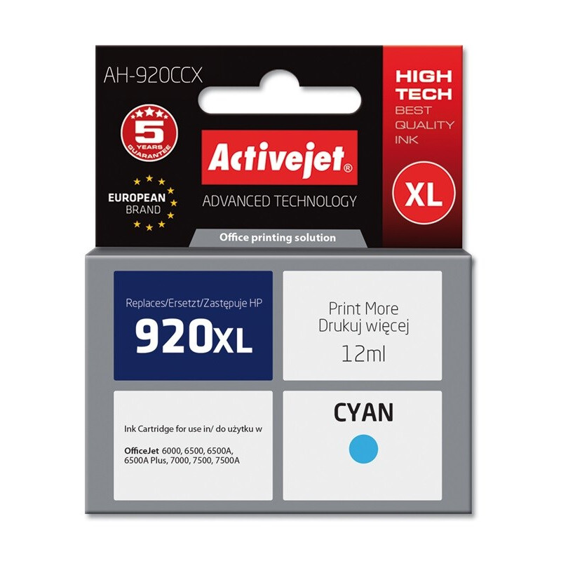 Cartouche Activejet AH-920CCX Ink (replacement for HP 920XL CD972AE; Premium; 12 ml; cyan) (AH-920CCX)