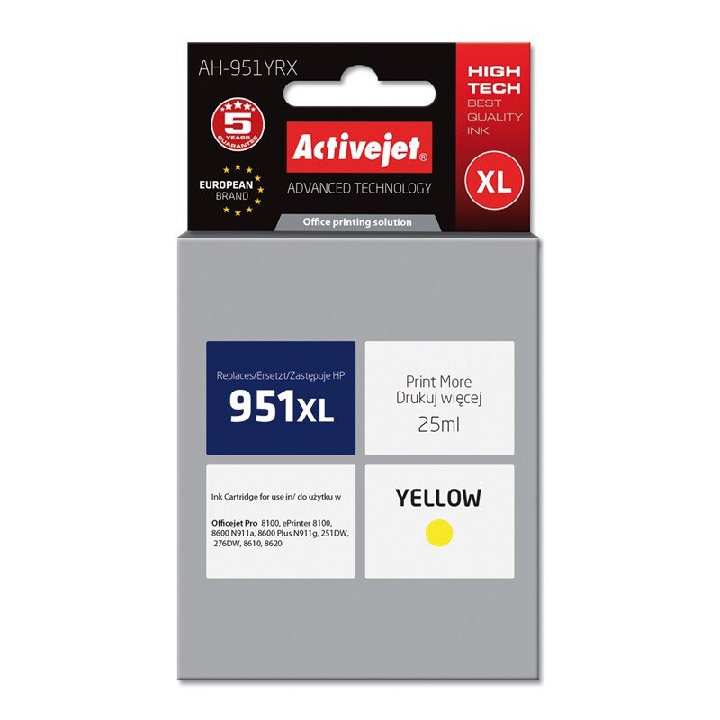 Activejet AH-951YRX Ink (replacement for HP 951XL CN048AE; Premium; 25 ml; yellow) (AH-951YRX)