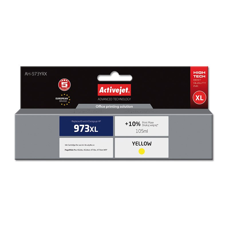 Cartouche Activejet AH-973YRX ink (replacement for HP 973XL F6T83AE; Premium; 105 ml; yellow) (AH-973YRX)