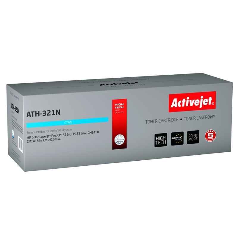 Kārtridžs Activejet ATH-321N (replacement for HP 128A CE321A; Supreme; 1300 pages; cyan) (ATH-321N)
