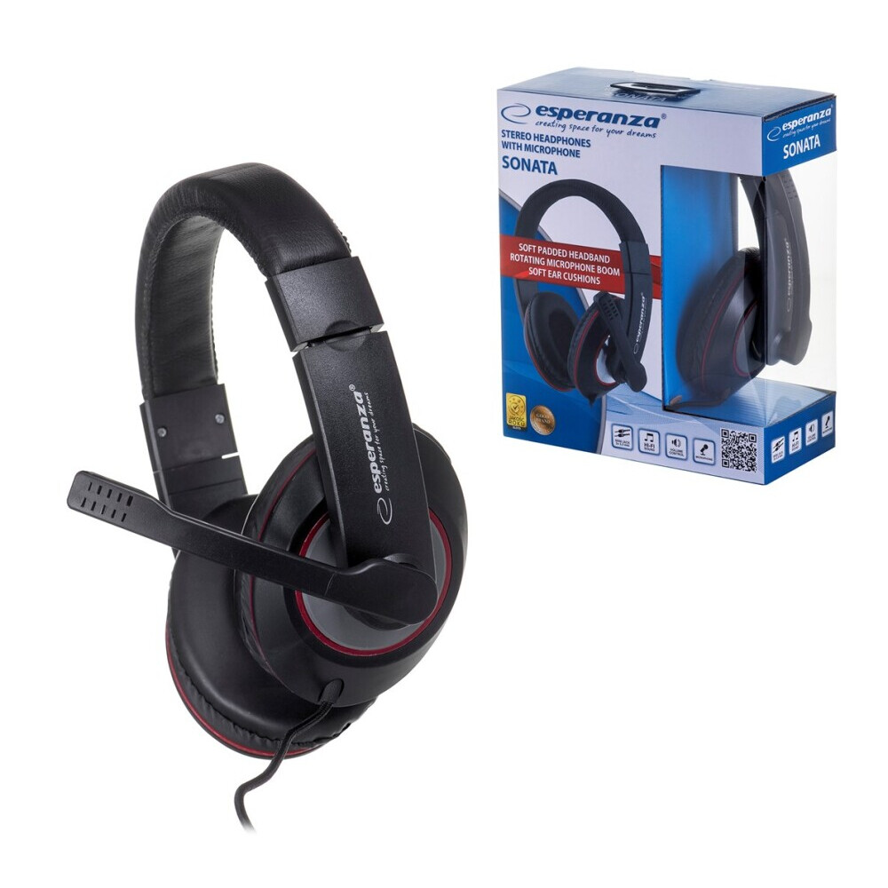 Austiņas Esperanza EH118 Black, Red (EH118) - foto 2