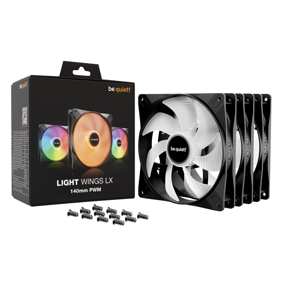 Korpusa dzesētājs be quiet! LIGHT WINGS LX 140mm PWM 3-Pack Black (BL127) - foto 5