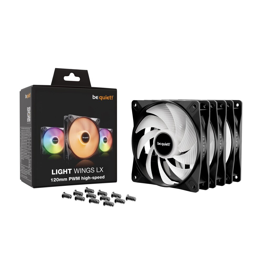 Korpusa dzesētājs be quiet! LIGHT WINGS LX 120mm PWM High Speed 3-Pack Black (BL124) - foto 5