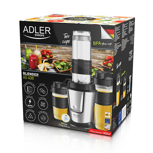 Blenderis Adler AD 4081 0.4 + 0.57L Black - foto 5