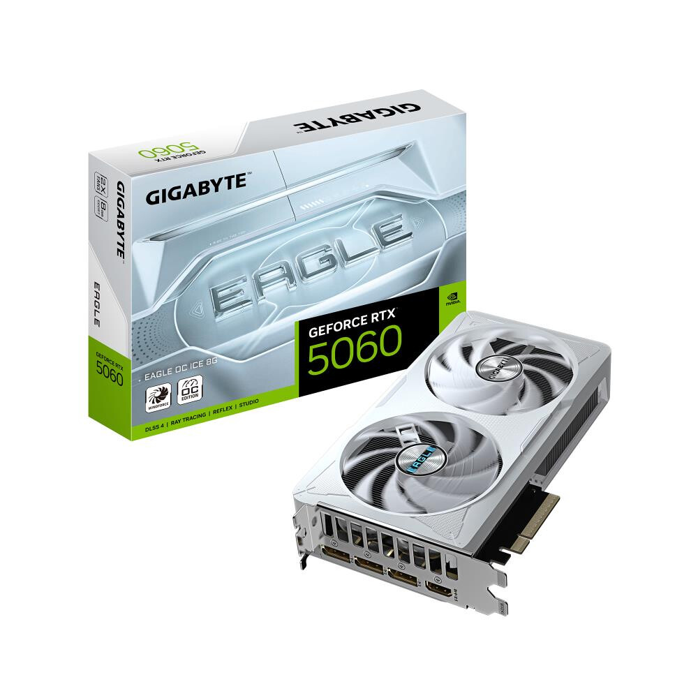 Videokarte GIGABYTE GeForce RTX 5060 EAGLE OC ICE 8GB GDDR7 White (GV-N5060EAGLEOC ICE-8GD) - foto 5