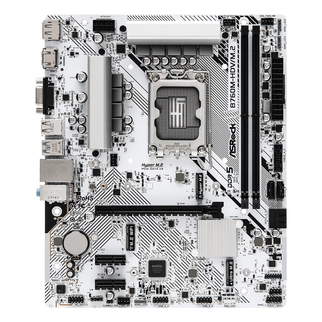 Pamatplate ASRock B760 B760M-HDV/M.2 White (90-MXBMJ0-A0UAYZ) - foto 2