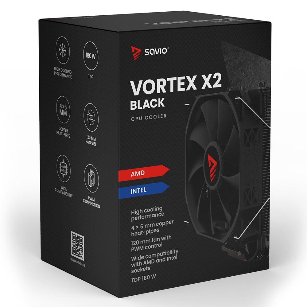 Procesoru dzesētājs Savio VORTEX X2 Black - VORTEX X2 BLACK - foto 6