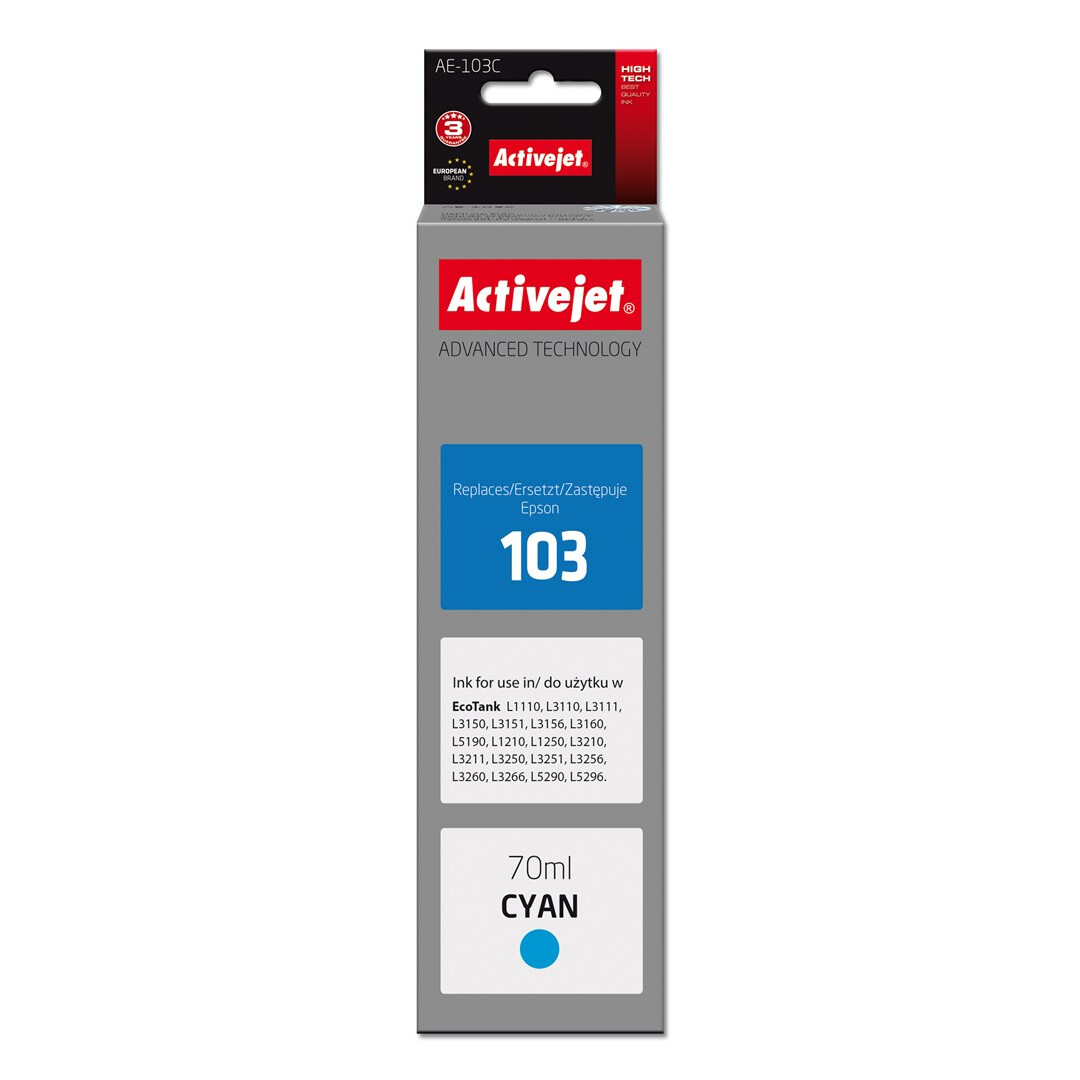 Tinte Activejet AE-103C Ink (replacement for Epson 103 C13T00S24A; Supreme; 70 ml; cyan)