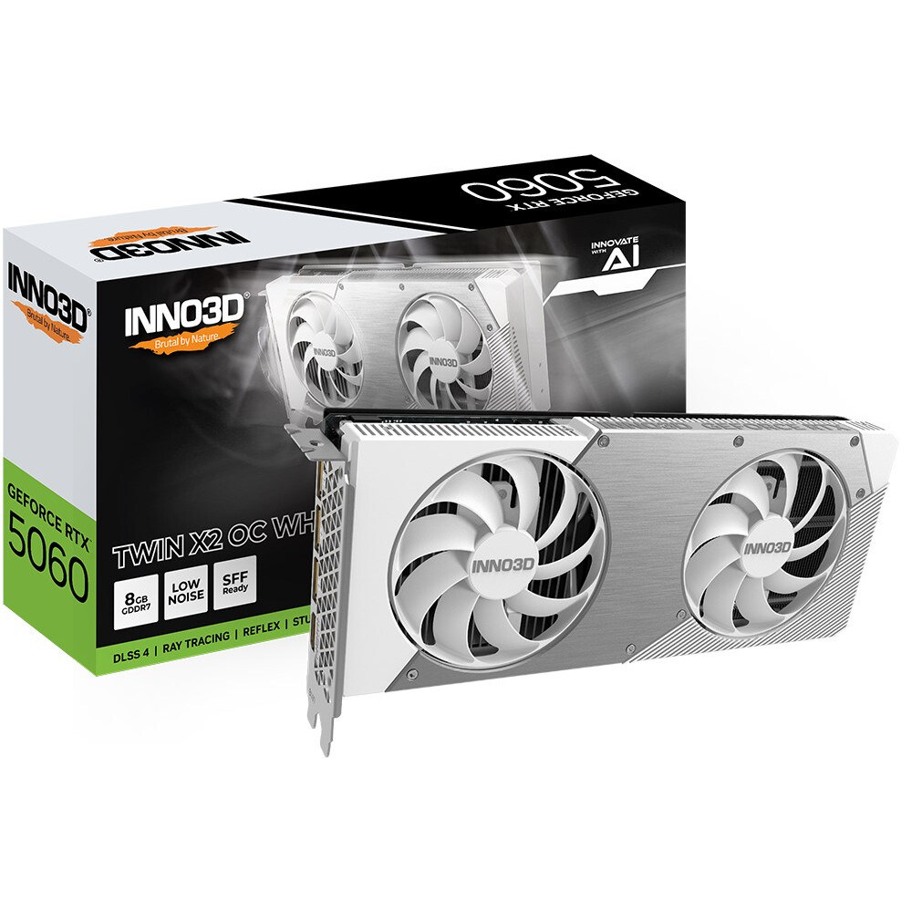 Videokarte INNO3D GEFORCE RTX 5060 TWIN X2 OC 8GB GDDR7 White (N50602-08D7X-195070W) - foto 2