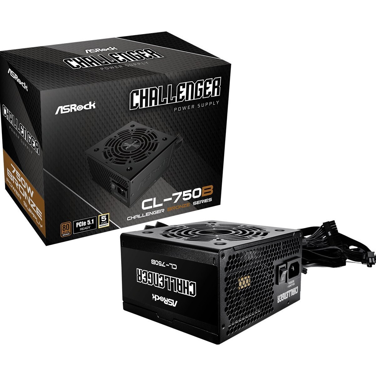 Barošanas bloks ASRock Challenger Bronze 750W CL-750B Black (90-UXC075-BNEAAA)