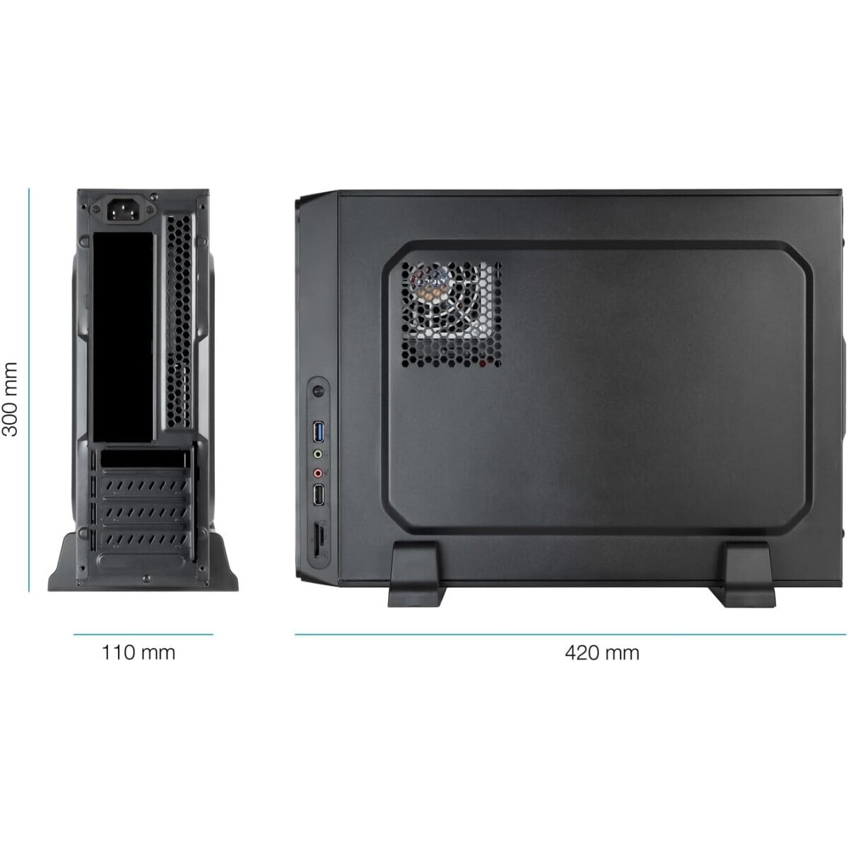Datoru korpuss TooQ Slim TQC-3007U3C + SFX 500W PSU BLACK - foto 2