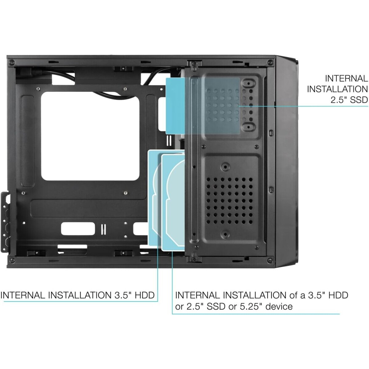 Datoru korpuss TooQ Slim TQC-3007U3C + SFX 500W PSU BLACK - foto 3