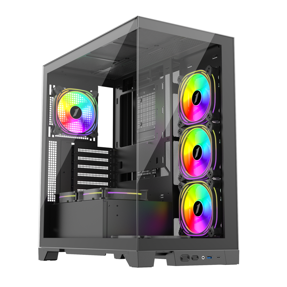 Datoru korpuss 1stPlayer Black (Mi8-BK-3FC7R-1FC7)