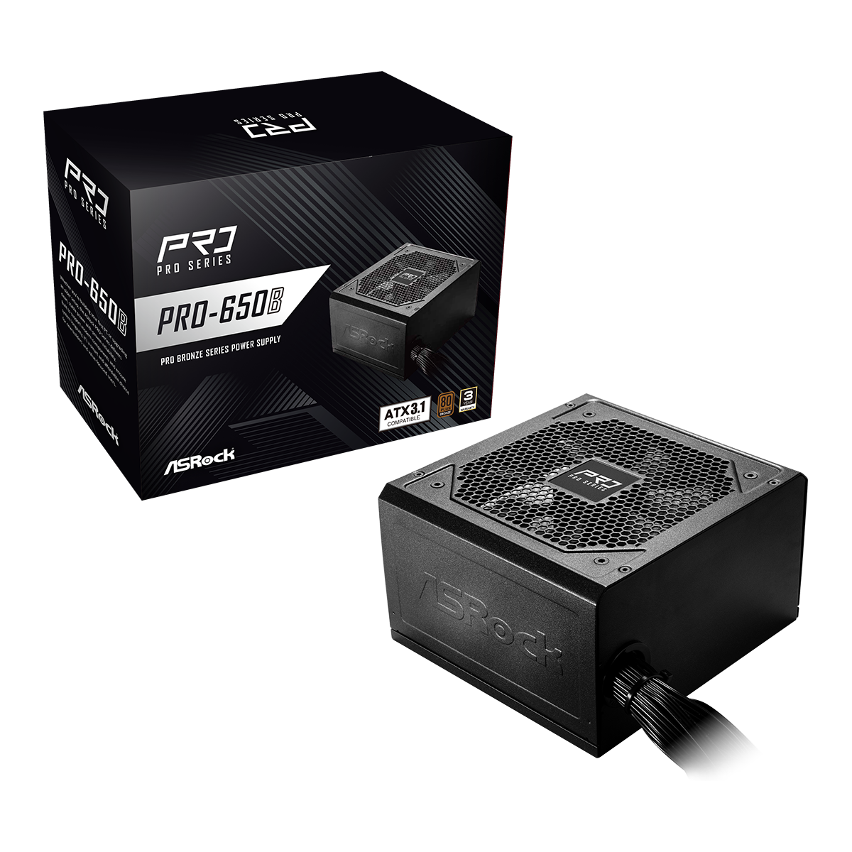 Barošanas bloks ASRock Pro-650B 650W Black (90-UXR065-BNEAA2)