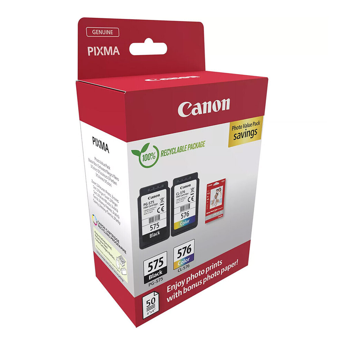 Pack of 2 Canon PG-575/CL-576 ink cartridges Black + Colors (5438C004) - foto 2