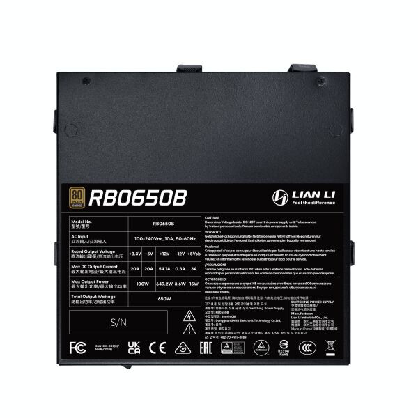 Barošanas bloks Lian Li RB - 750W Black (RB0750B.B EU) - foto 4