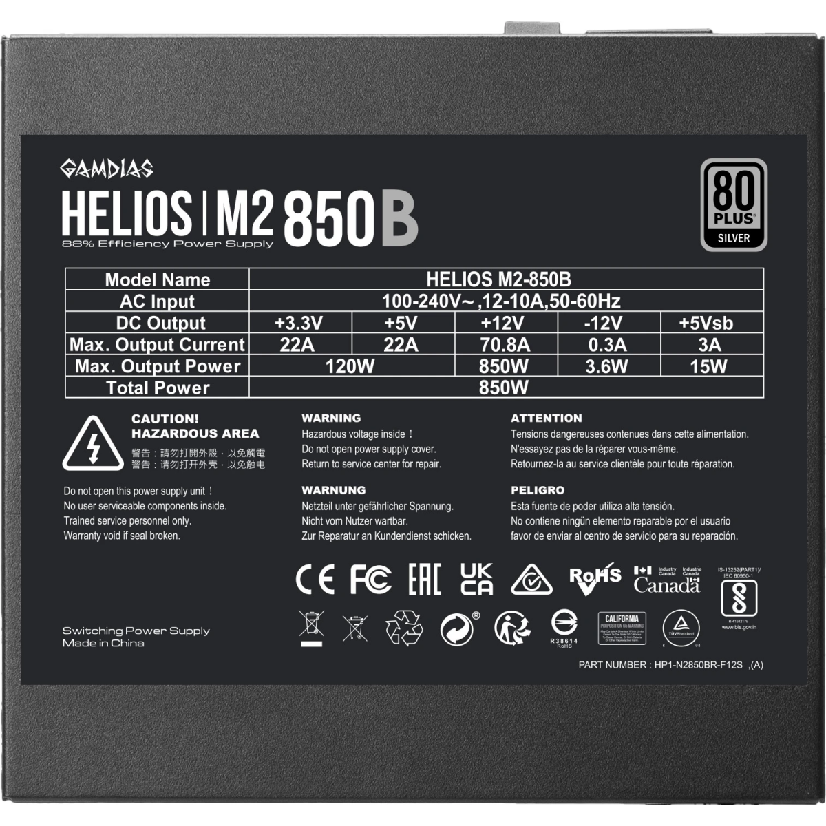 Barošanas bloks Gamdias Helios M2 850W Black (16220-04900-10000-G) - foto 4
