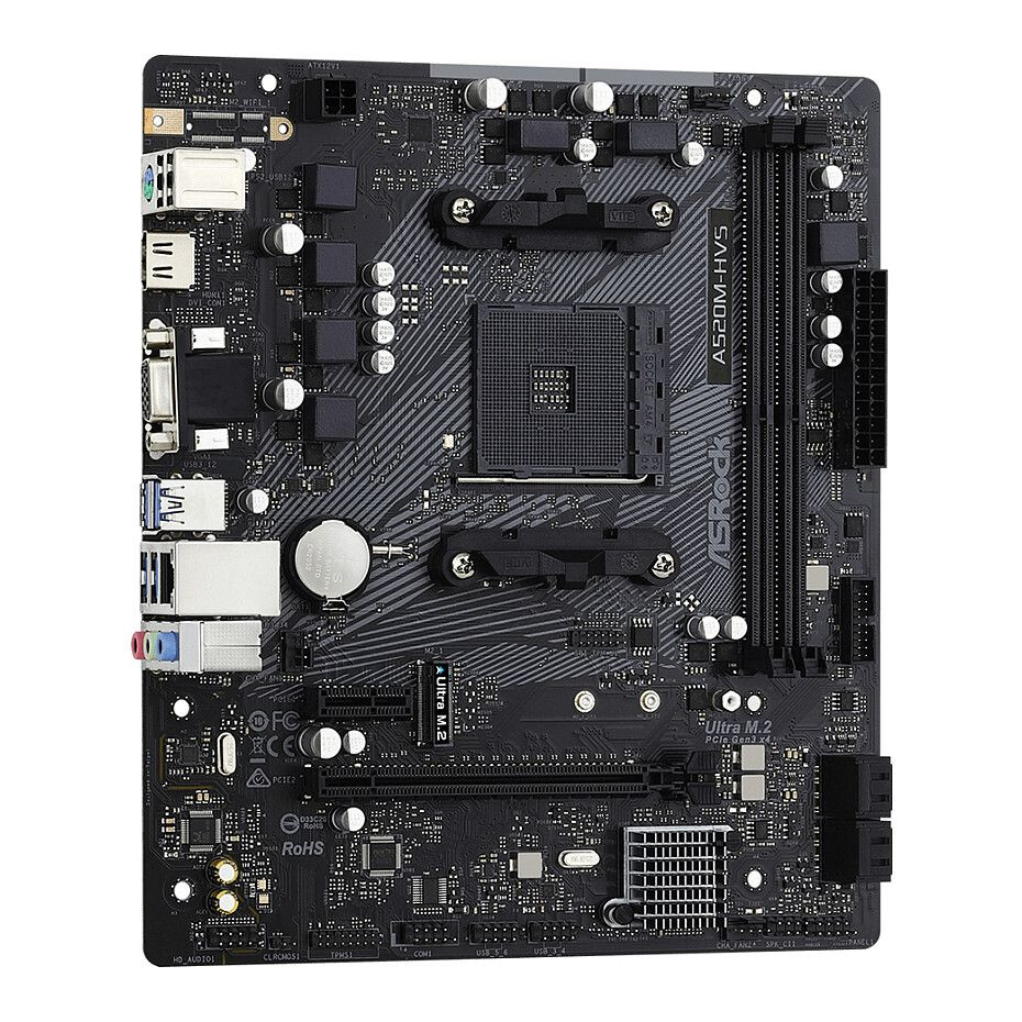 Pamatplate ASRock A520 A520M-HDV Black (90-MXBE60-A0UAYZ) - foto 3