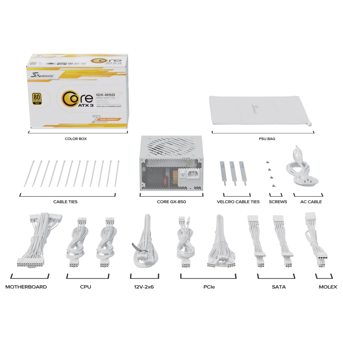 Barošanas bloks Seasonic Core GX V2 2024 650W White (SRP-CGX651-A5A32SF-W) - foto 8