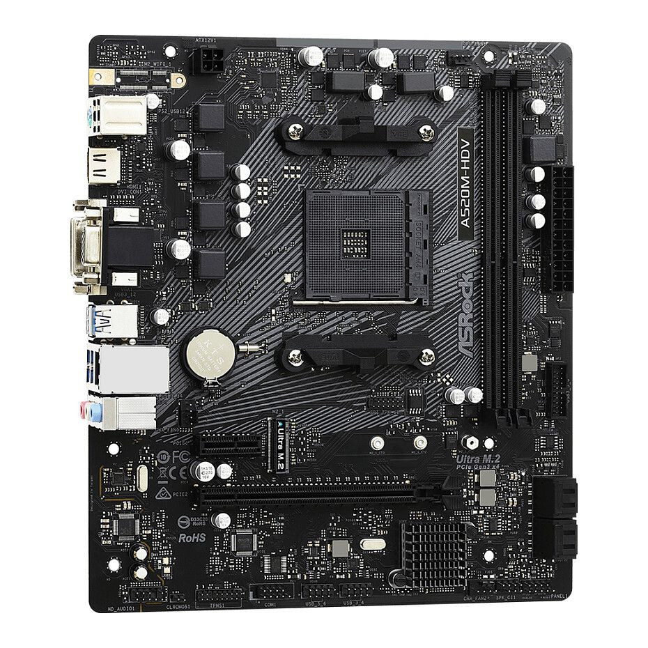 Pamatplate ASRock A520 A520M-HDV Black (90-MXBE50-A0UAYZ) - foto 3