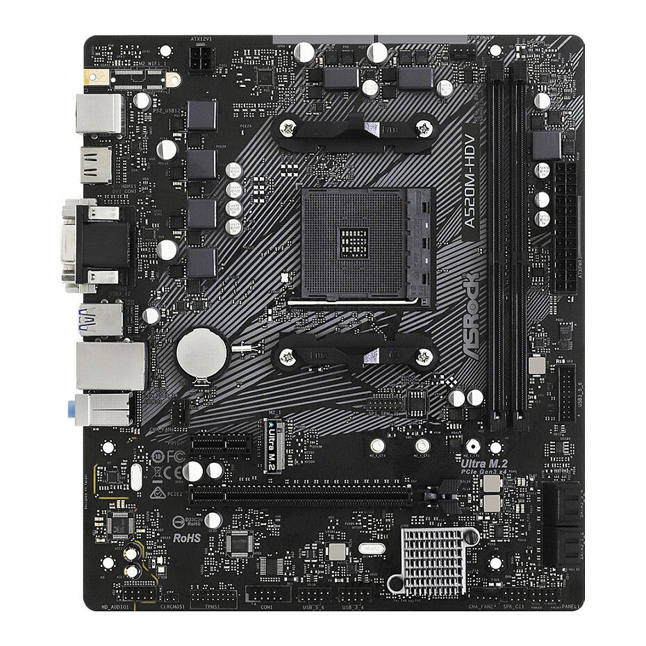 Pamatplate ASRock A520 A520M-HDV Black (90-MXBE50-A0UAYZ) - foto 5