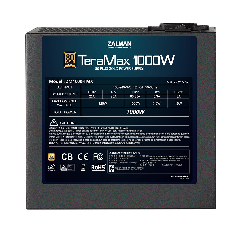 Barošanas bloks Zalman TeraMax TMX2 1000W Black (ZM1000-TMX2) - foto 3