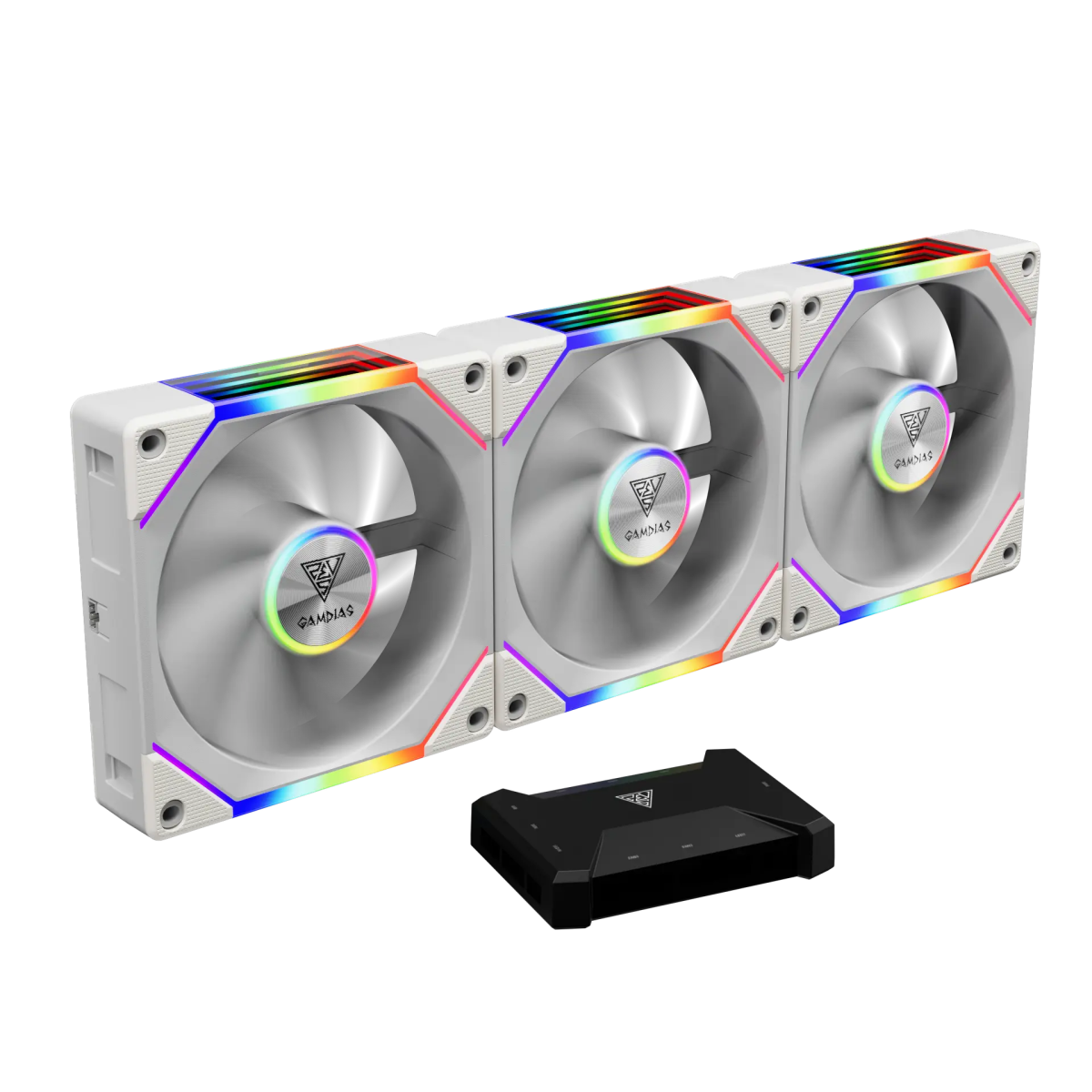 Korpusa dzesētājs Pack of 3 Gamdias Aeolus P2-U RGB Case Fans 12cm White (16302-04503-00013-G)