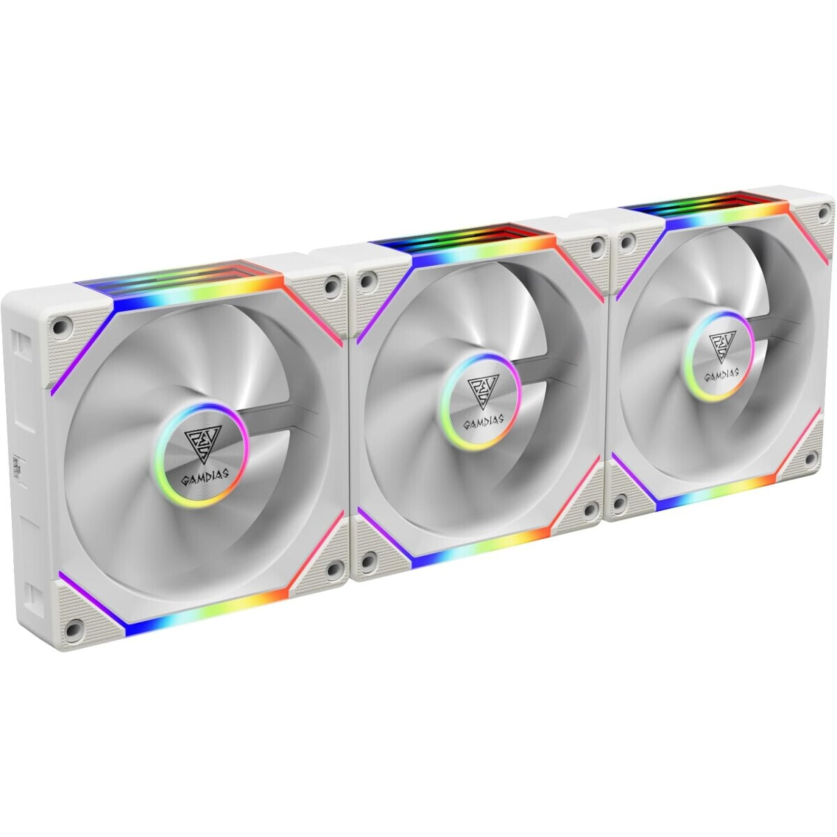 Korpusa dzesētājs Pack of 3 Gamdias Aeolus P2-U RGB Case Fans 12cm White (16302-04503-00013-G) - foto 2