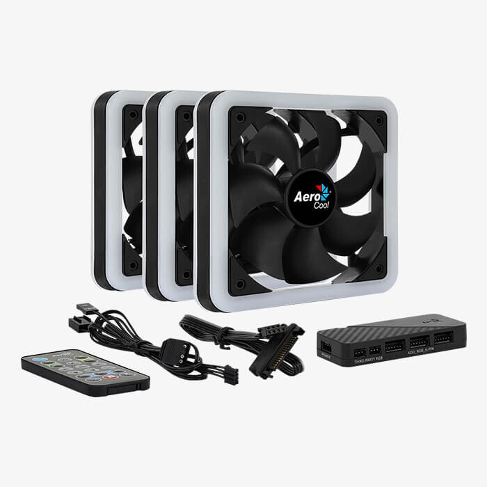 Korpusa dzesētājs Pack of 3 AeroCool Edge 14 Pro RGB 14cm Case Fans Black (ACF4-EG10217.12) - foto 2