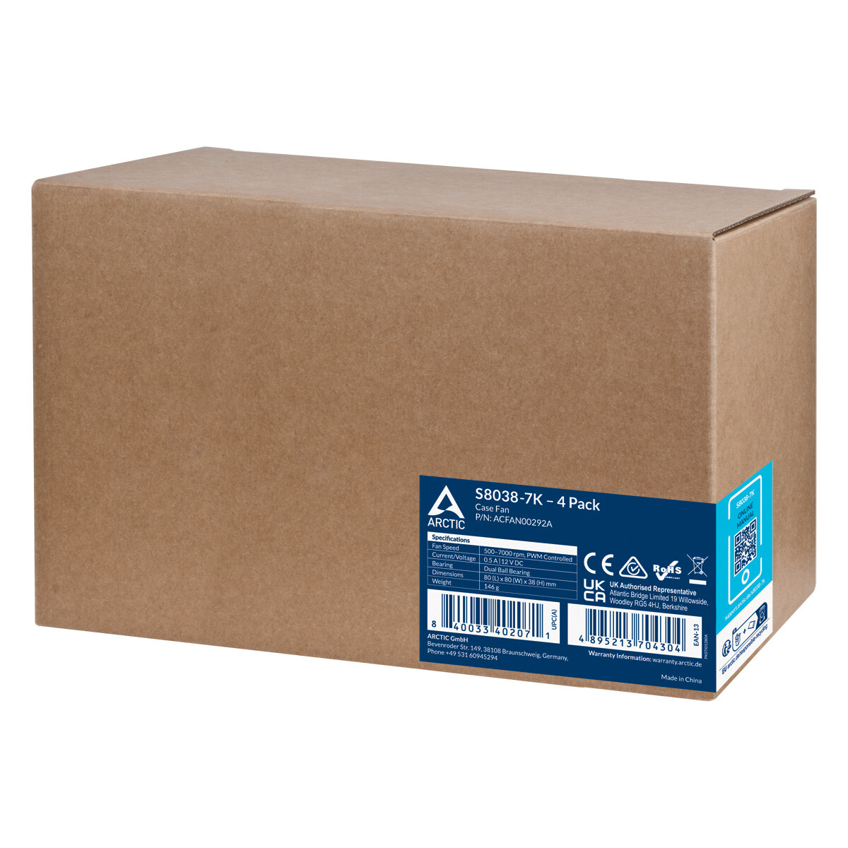 Korpusa dzesētājs Pack of 4 Arctic S8038-7K Server Fans 8cm Black (ACFAN00292A) - foto 6