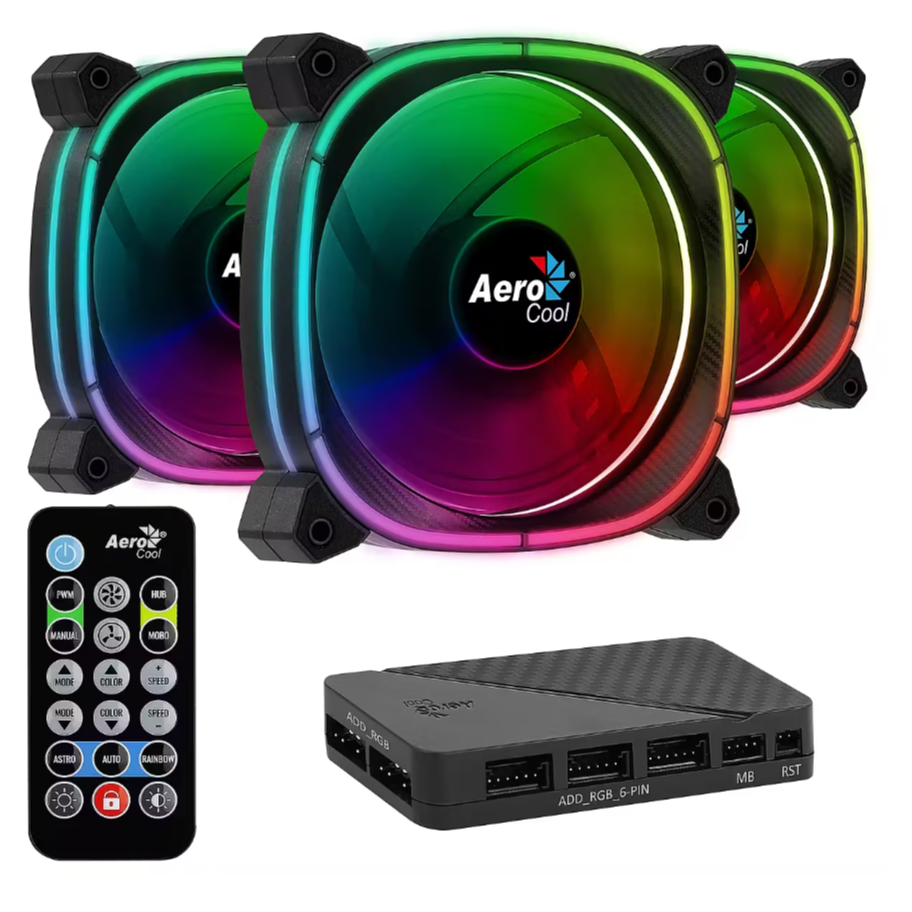Korpusa dzesētājs Pack of 3 AeroCool Astro 12 Pro RGB 12cm Case Fans Black (ACF3-AT10217.02 / ASTRO12PRO)