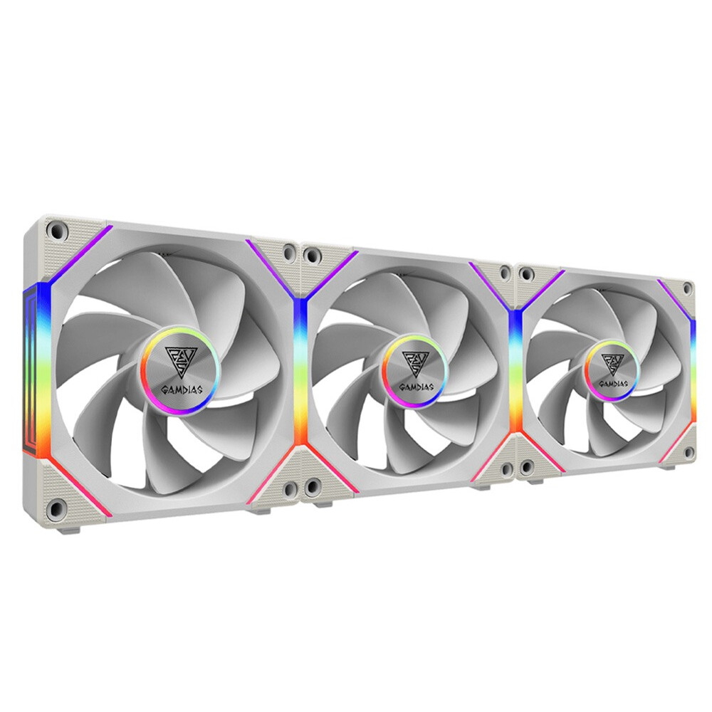 Korpusa dzesētājs Pack of 3 Gamdias Aeolus P2 RGB Case Fans 12cm White (16302-04404-00000-G)