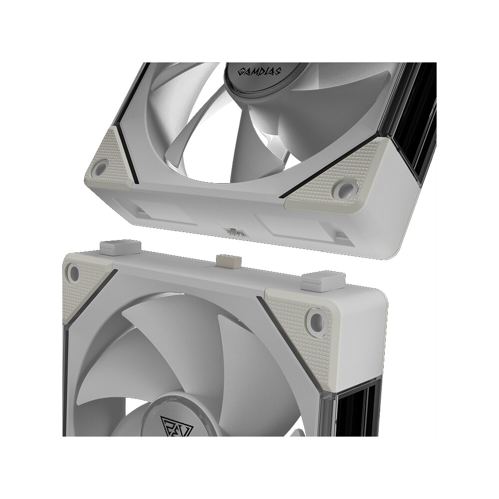 Korpusa dzesētājs Pack of 3 Gamdias Aeolus P2 RGB Case Fans 12cm White (16302-04404-00000-G) - foto 4