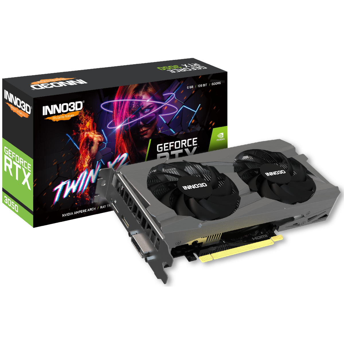 Carte graphique INNO3D GEFORCE RTX 3050 TWIN X2 V2  6GB GDDR6 Grey (N30502-06D6-1880VA60)