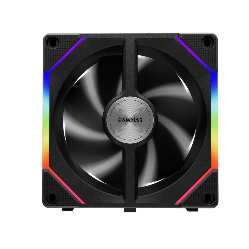Korpusa dzesētājs Pack of 3 Gamdias Aeolus P2U RGB Case Fans 12cm Black (16302-03303-00000-G) - foto 3