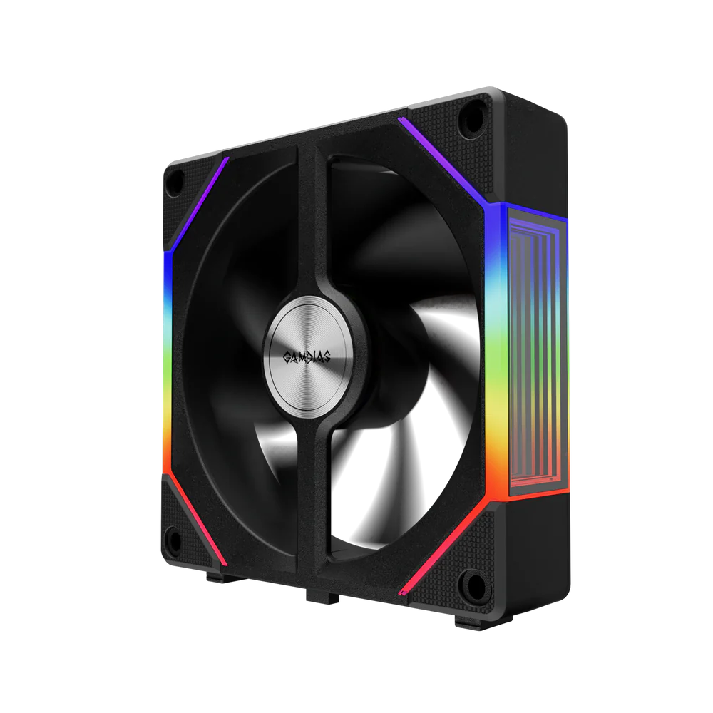 Korpusa dzesētājs Pack of 3 Gamdias Aeolus P2U RGB Case Fans 12cm Black (16302-03303-00000-G) - foto 4