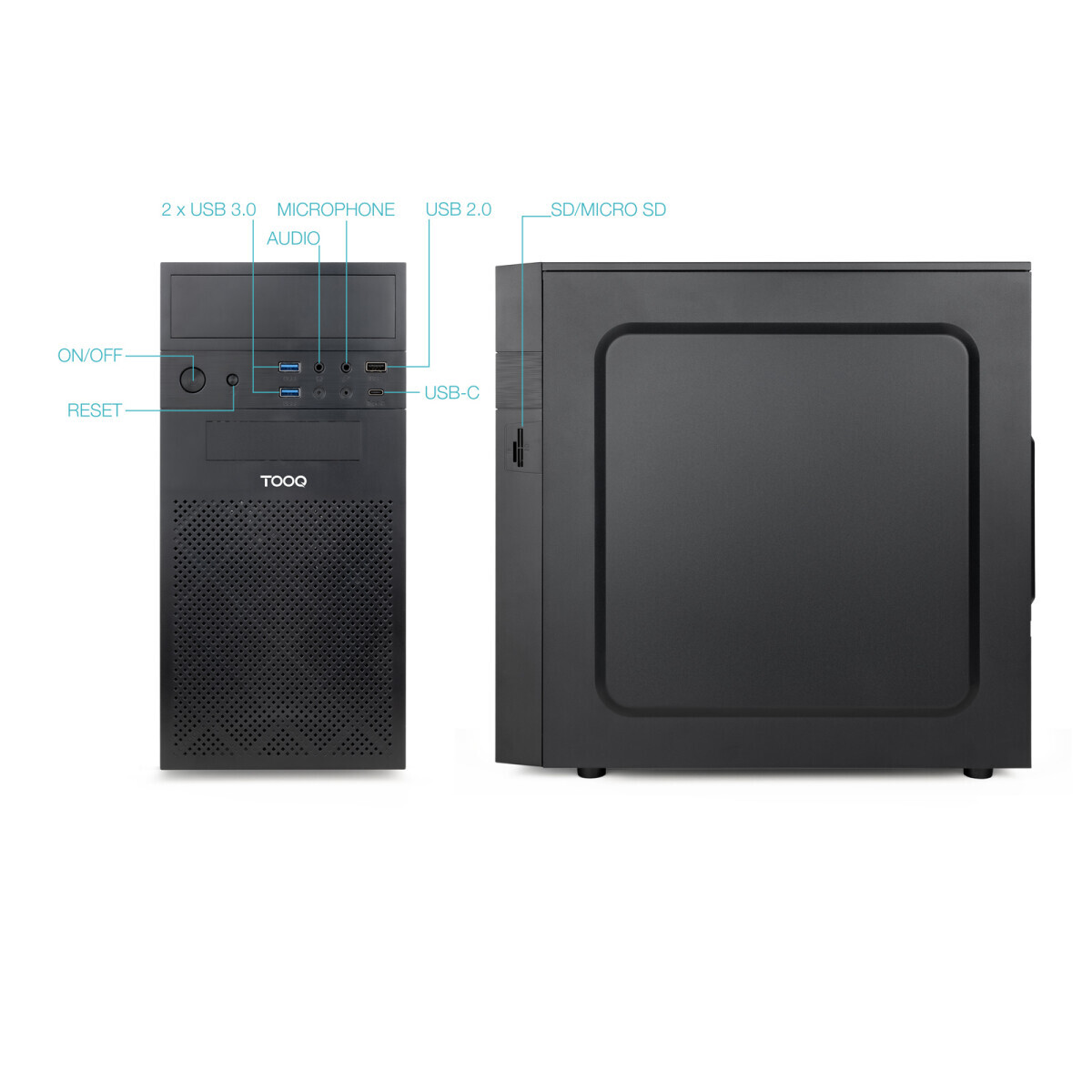 Datoru korpuss TooQ TQC-4701-SP + Alimentation 500W Mini-Tower Black - foto 2
