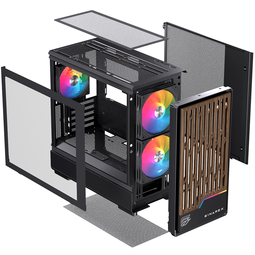 Datoru korpuss Einarex PM400 Midi Tower Black EXCS-PM-400R-B - foto 8