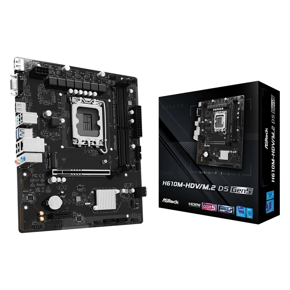 Pamatplate Asrock H610M-HVS/M.2 D5 GEN5 Black