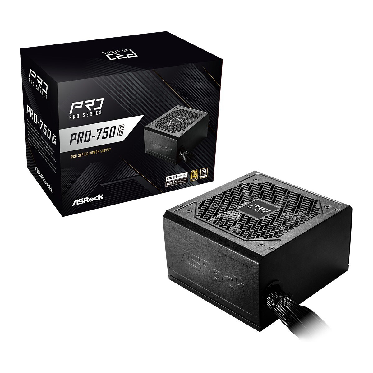 Barošanas bloks ASRock PRO-750G 750W 80 PLUS Gold Black (90-UXR075-GNEAA2) - foto 2